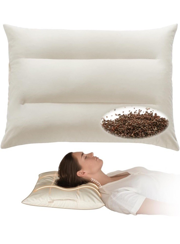 LOFE Buckwheat Pillow - 20''x26'' buckwheats Hull Pillow with Baffle Box