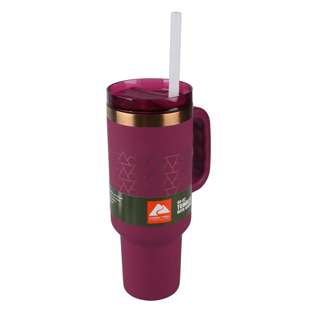 Ozark Trail 40 oz Insulated Stainless Steel Tumbler with Handle, Violet Magenta