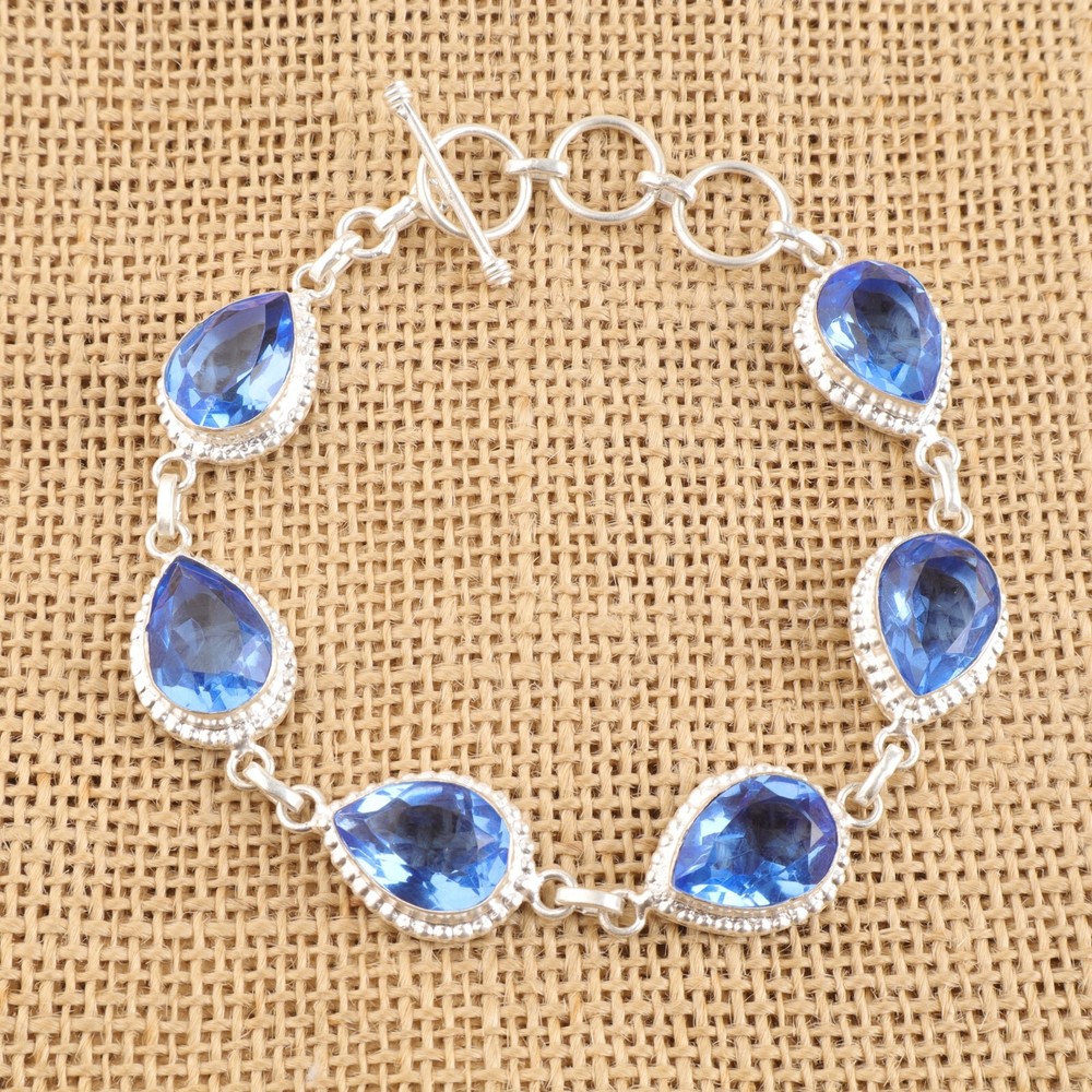Mothers Day Sterling Silver Tanzanite Bracelet Jewelry Gift for Wife-image