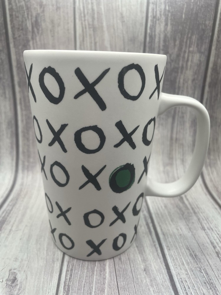 Starbucks 2015 Tall 16oz XO Green Dot Ceramic Coffee Mug