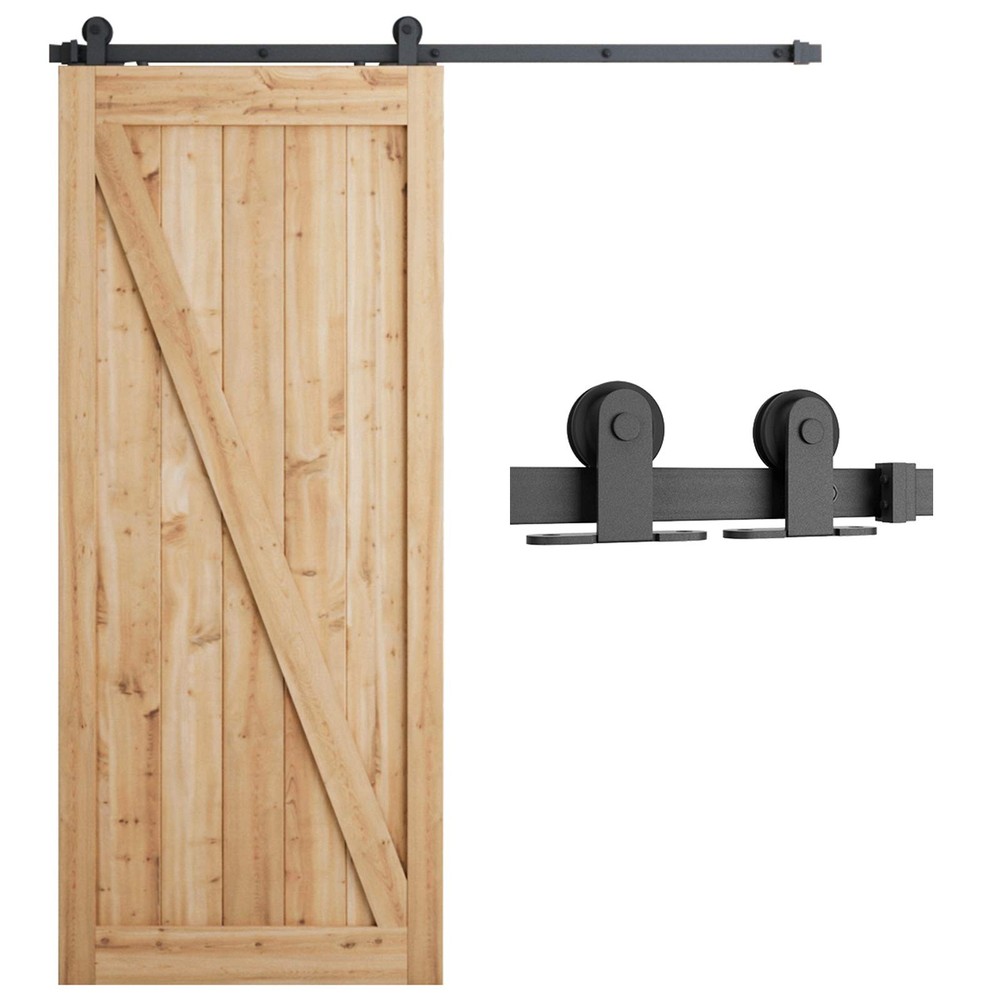 6 Feet Top Mount Sturdy Sliding Barn Door Hardware Kit - Smoothly and Quietly...
