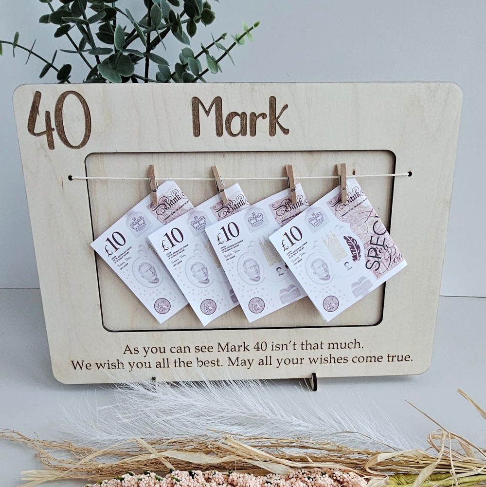 Personalized Wooden Money Frame Gift for Birthday Cash Keepsake Wallet-image