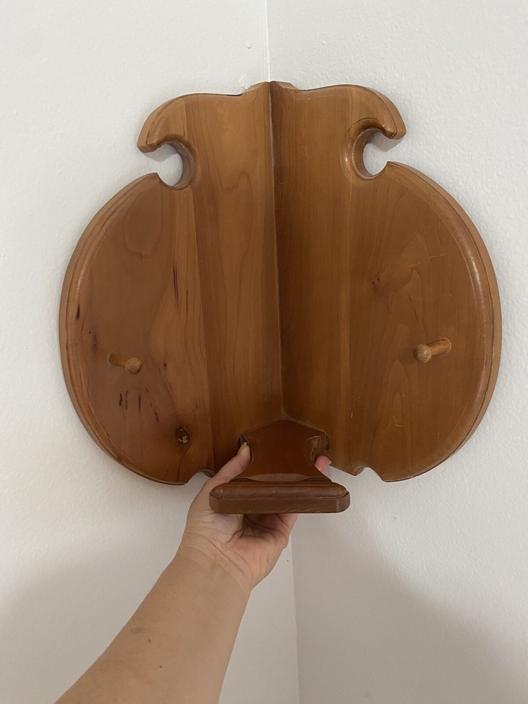 Vintage Wooden Corner Jackets Hanging Wall  Display Country Farmhouse 2 Pegs