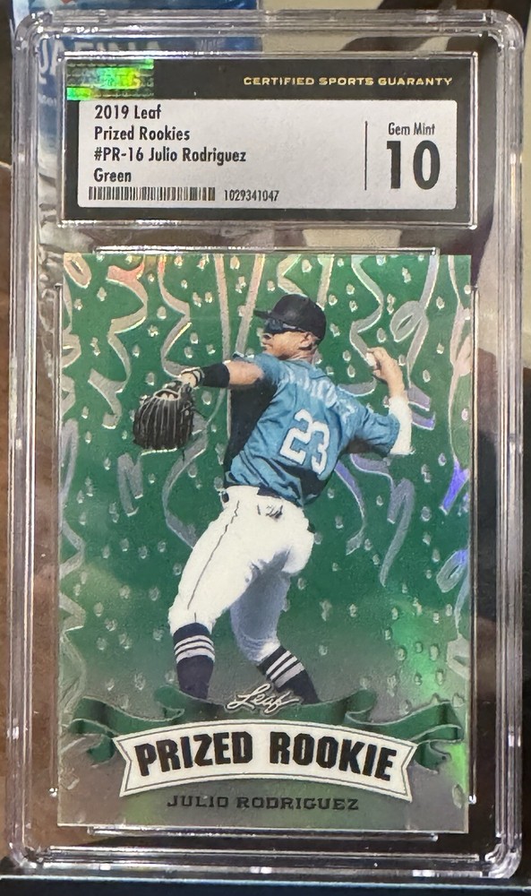2019 Leaf Julio Rodriguez PR-16 Prized Rookie Green 3/5 Mariners RC