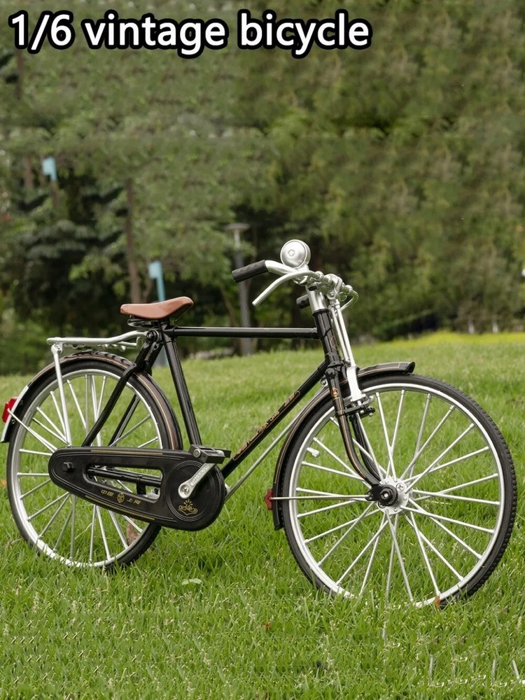 1/6 Vintage Bicycle Toy Model Classic Nostalgic Diecasting Toys High Simulation