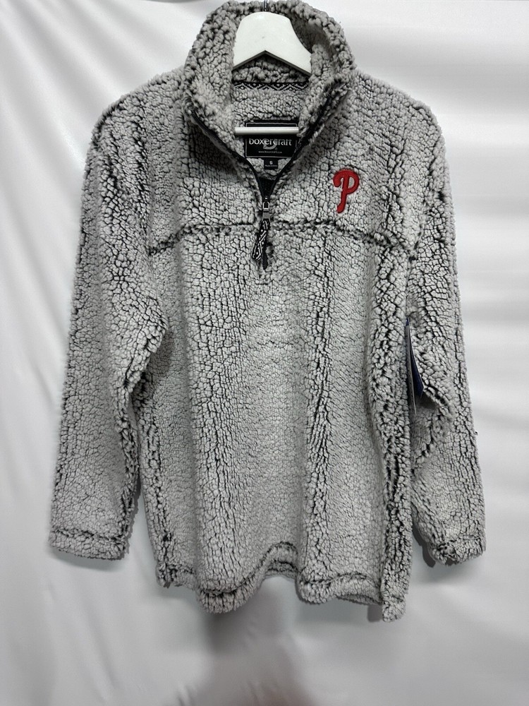 Philadelphia  Phillies Sherpa 1/4 Zip Jacket Pullover by Boxercraft NEW M
