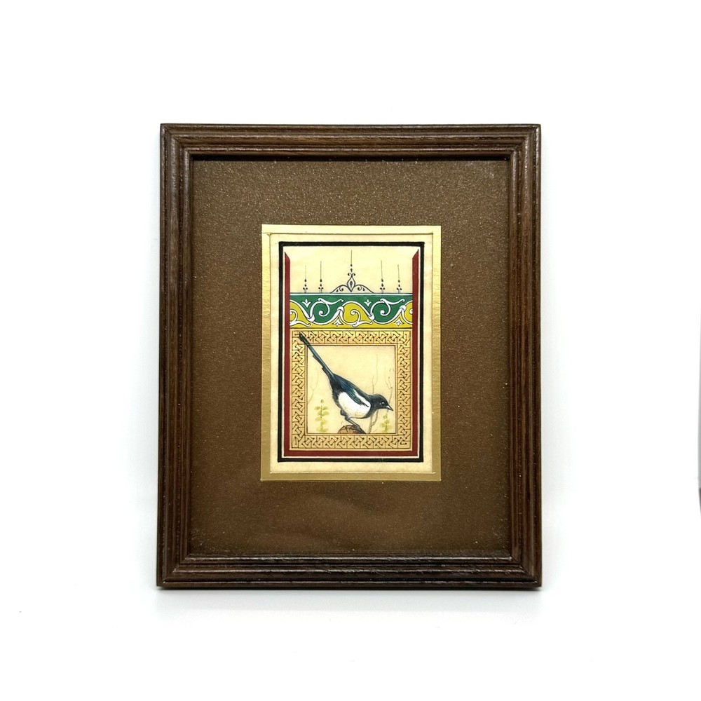 Exquisite Ultra-Fine Bird Portrait on Silk Paper with Magnifying Glass