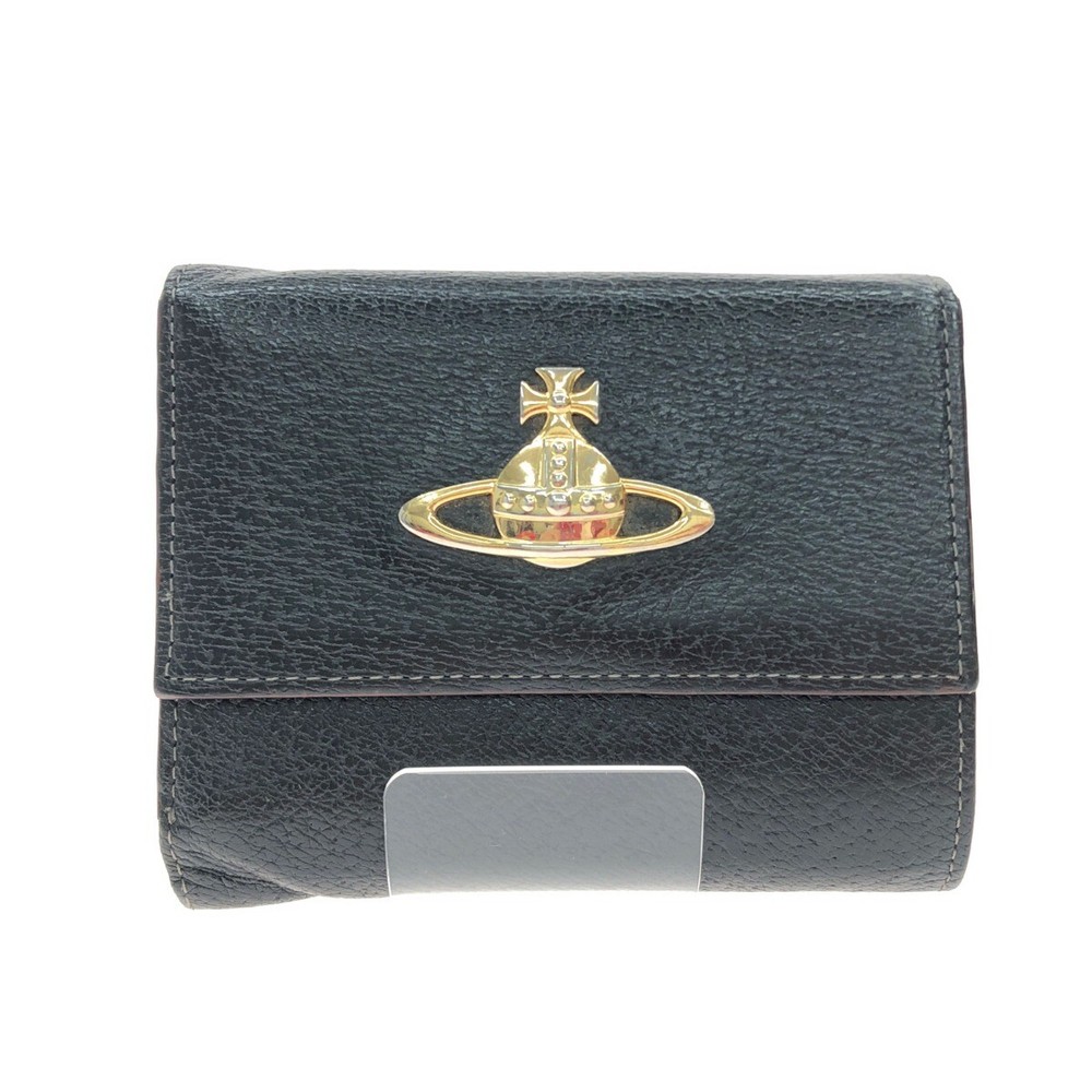 Vivienne Westwood Women's Trifold Wallet 3318C93 Black Leather Used B Rank