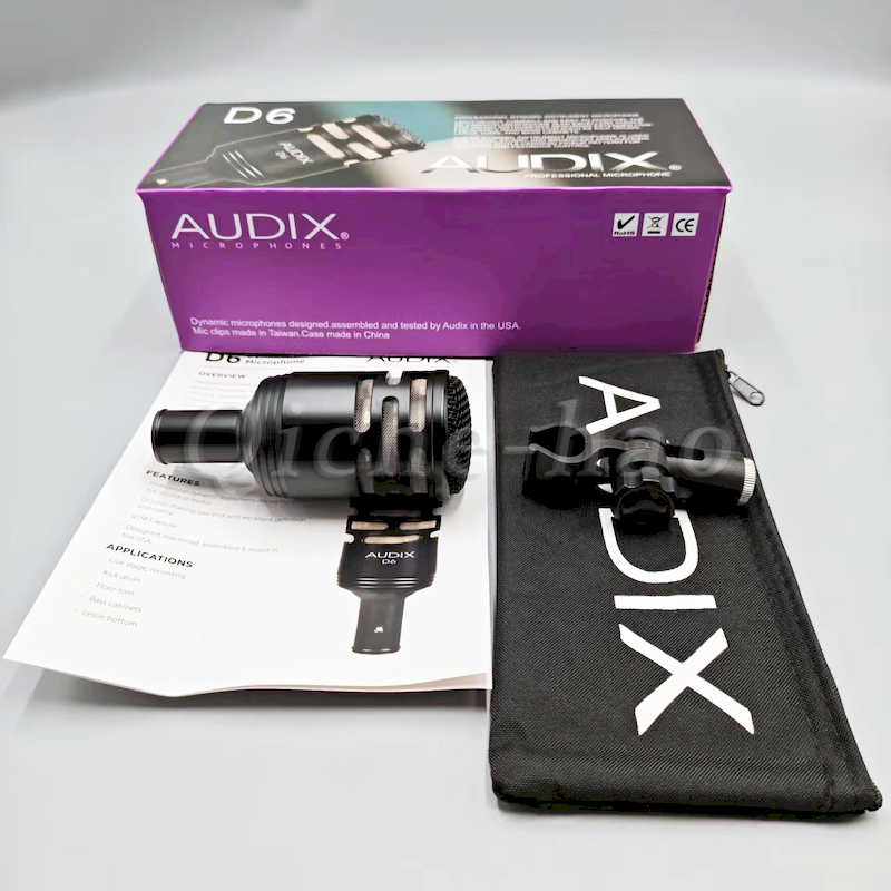 Audix D6 Professional Dynamic Kick Drum Microphone for Stage Broadcast