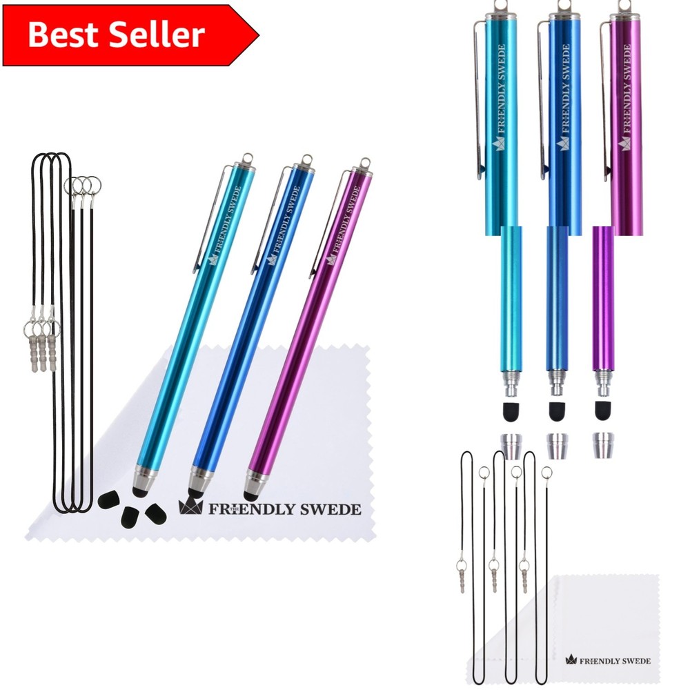 High Precision Touchscreen Stylus Pen Set with Replaceable Tips & Cloth