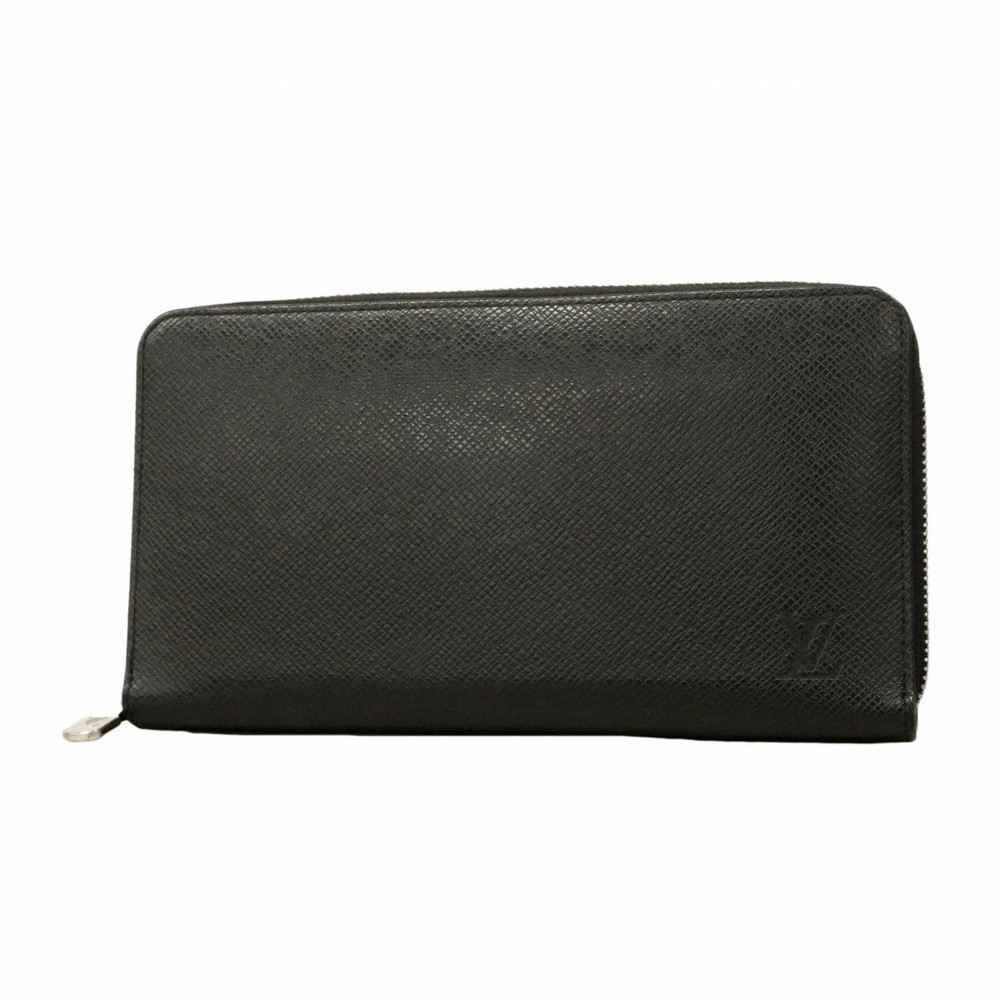 LOUIS VUITTON Zippy Organizer Wallet Taiga Leather Used Black M30056