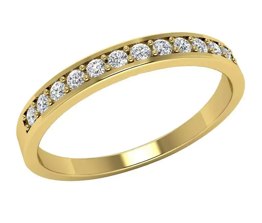 1.80Ct Round Cut Natural Moissanite Wedding Ring in 14k Yellow Gold