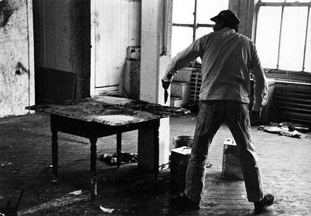 American Artist Norman Bluhm Paints 1961 OLD PHOTO