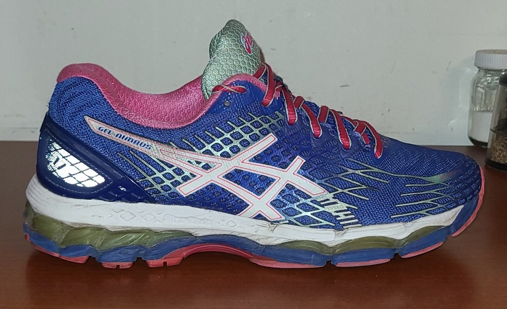 Asics Womens Sz.8.5 Shoes GEL Nimbus 17 Blue Pink Running Sneakers Lace-Up