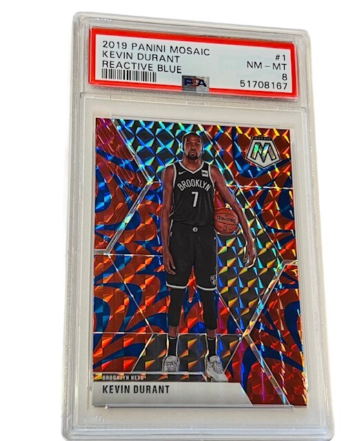 Kevin Durant 2019 Mosaic Reactive Blue sp insert PSA 8 Nets insert #1 Graded