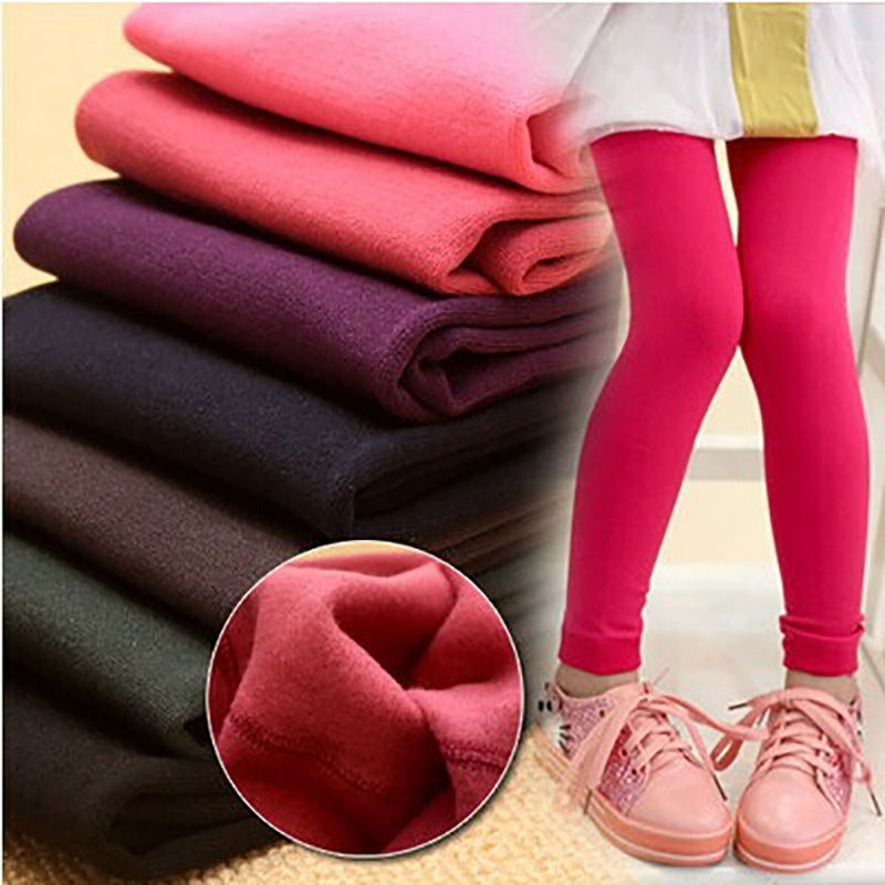 Kid Thermal Fleece Lined Leggings Winter Slim Trousers Pants for Girls Age 1-13:
