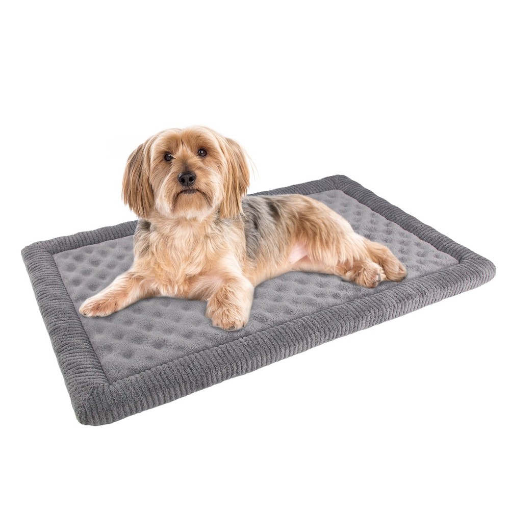 Chew-Proof Orthopedic Dog Bed Crate Mat Washable Grey Padding