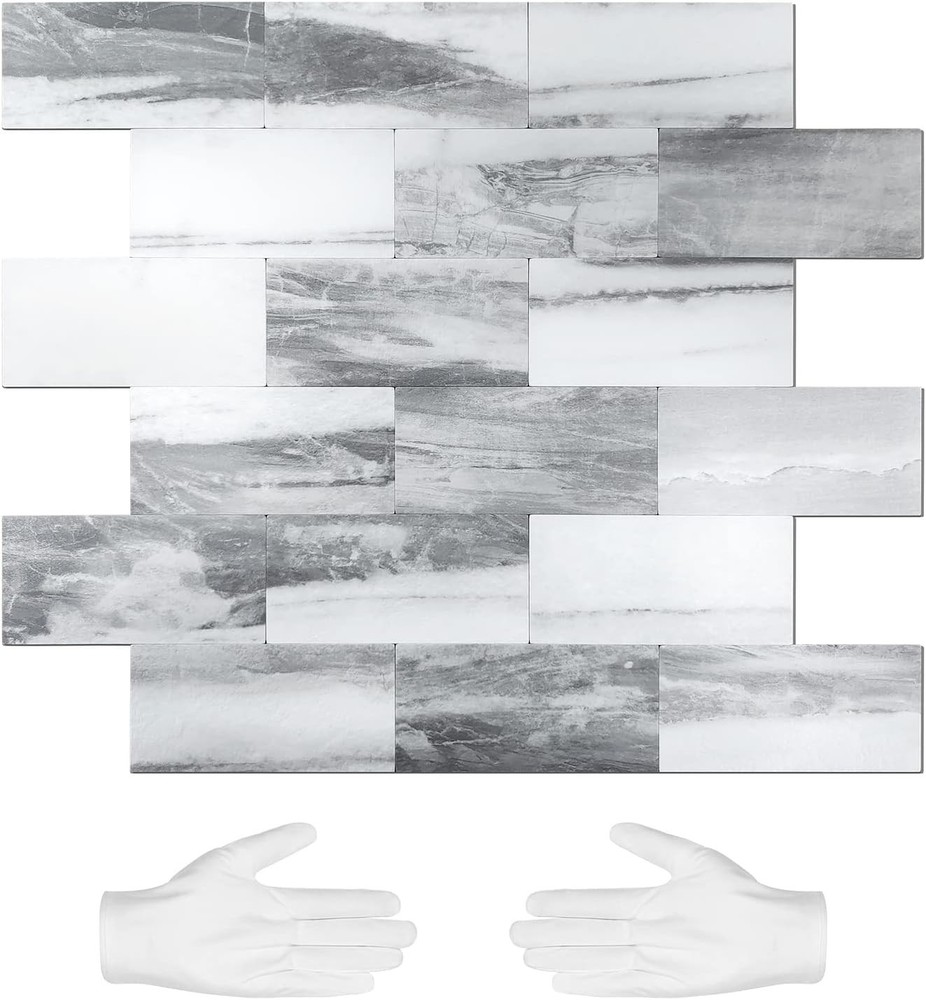 STICKGOO 10-Sheets Peel and Stick Backspalsh, Stick on PVC Wall Tiles, Gray Sky