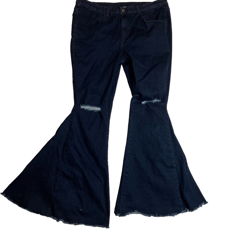 Saints & Hearts Jeans Womens XL Flare Bell Bottom High Rise Distressed Stretch
