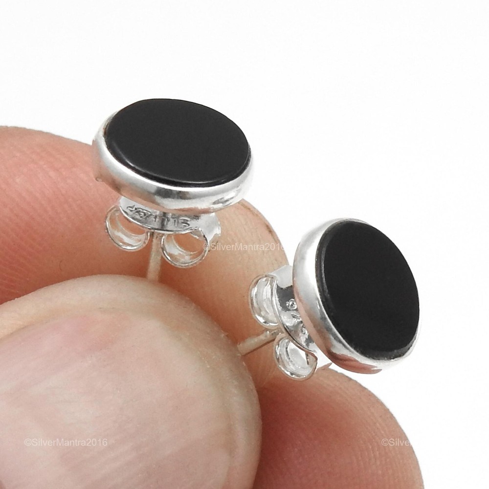 Black Onyx Sterling Silver Stud Earrings Cyber Monday Jewelry Sale-image