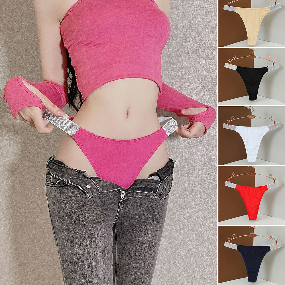 Women Thongs Sexy Panties G-string T-back Low Waist Solid Fitness Brie
