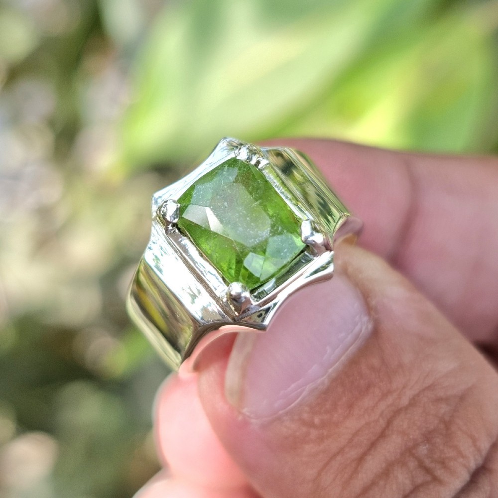 Natural Peridot Ring Green Peridot Handmade Ring With 925 Sterling Silver