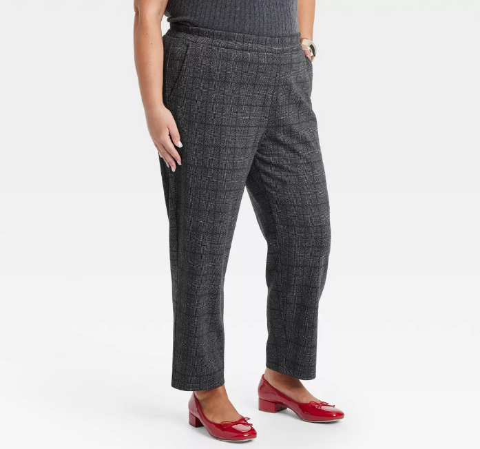 Women's High-Rise Tapered Ankle Knit Pull-On Pants - A New Day Light Size XXL
