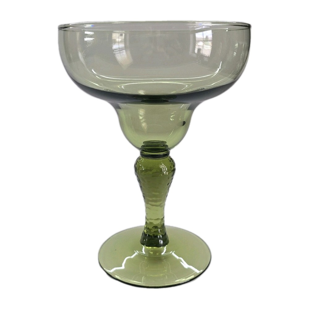 Martello Avocado Green Margarita Glasses with Textured Stem 6.5 Inch Tall by Libby