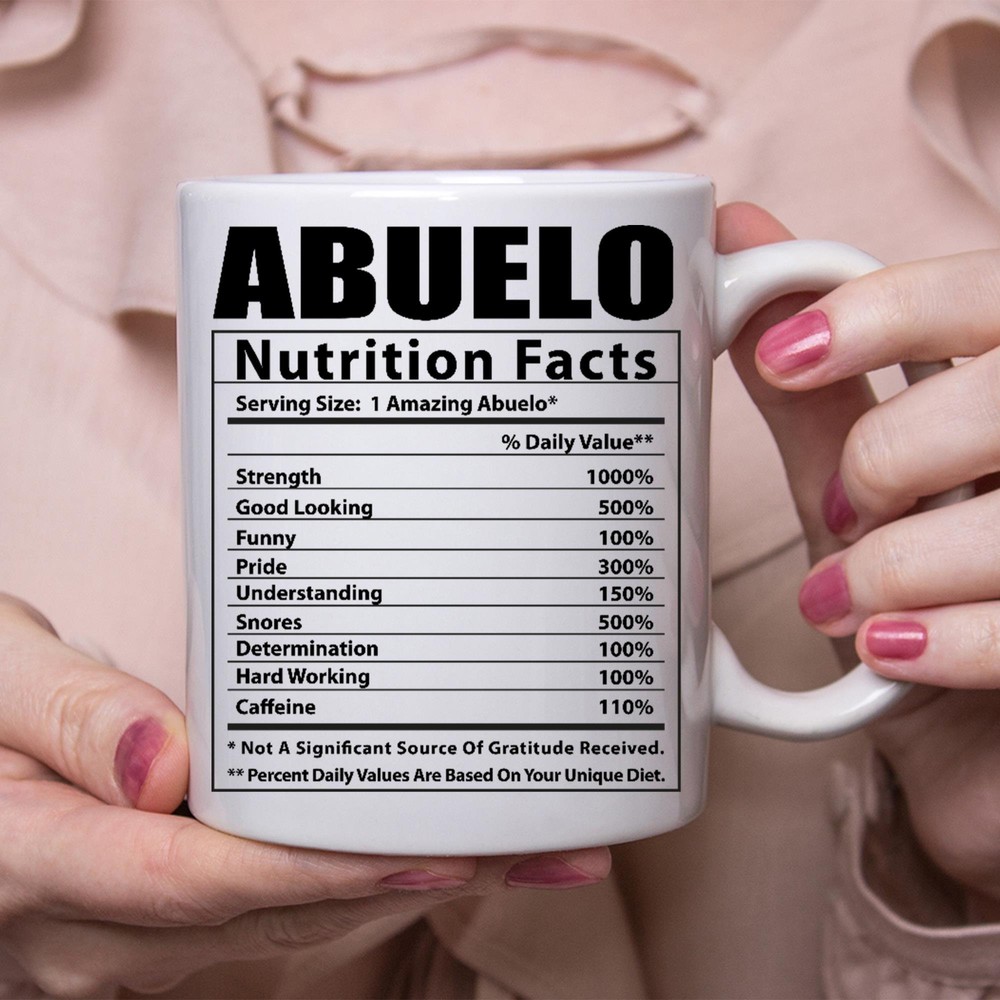 Funny Abuelo Coffee Mug with Nutritional Facts Design  