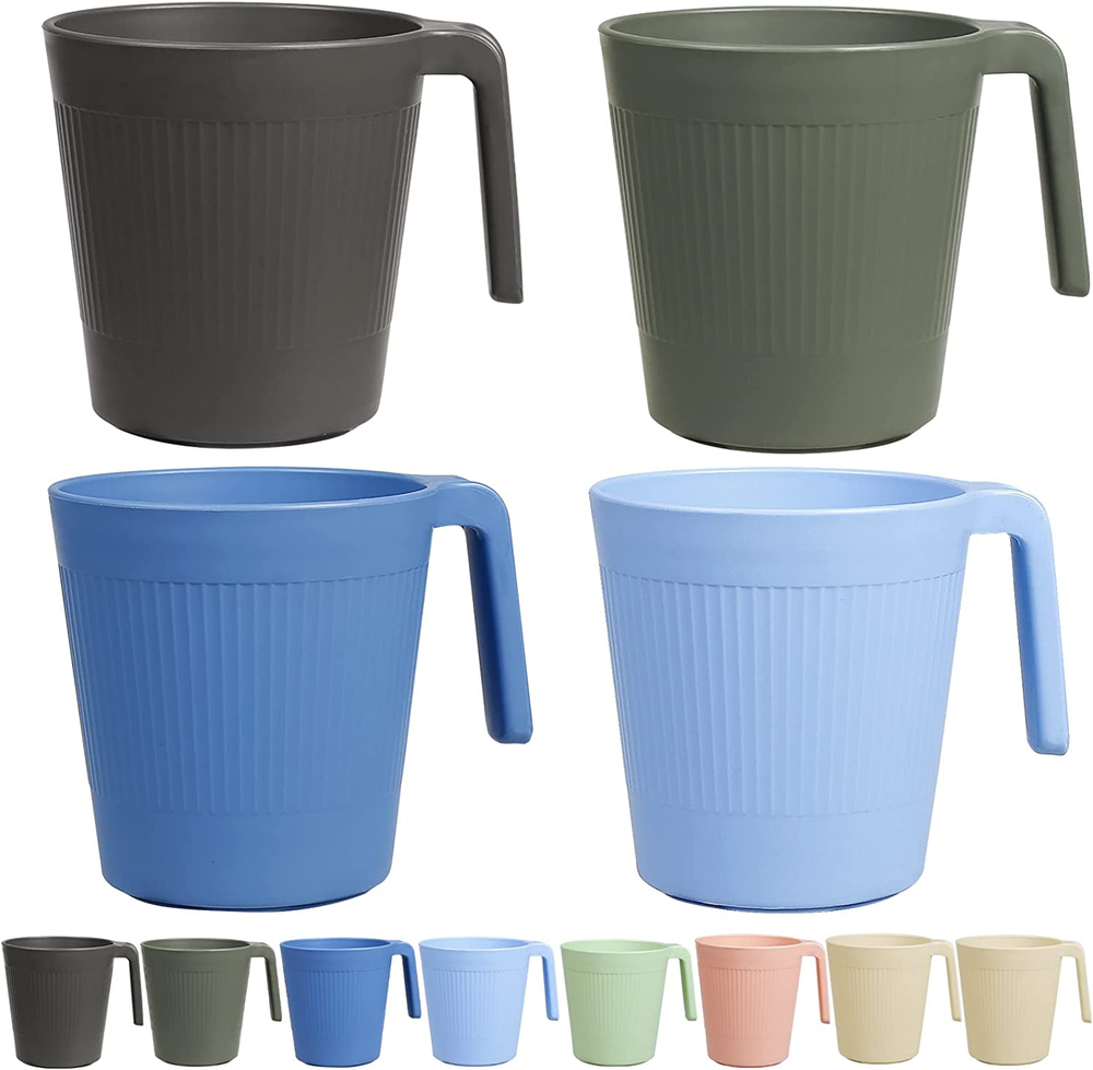 Coffee Mugs Set of 8, Plastic Coffee Cups Set, 16.9 OZ Unbreakable Coffee Mugs w