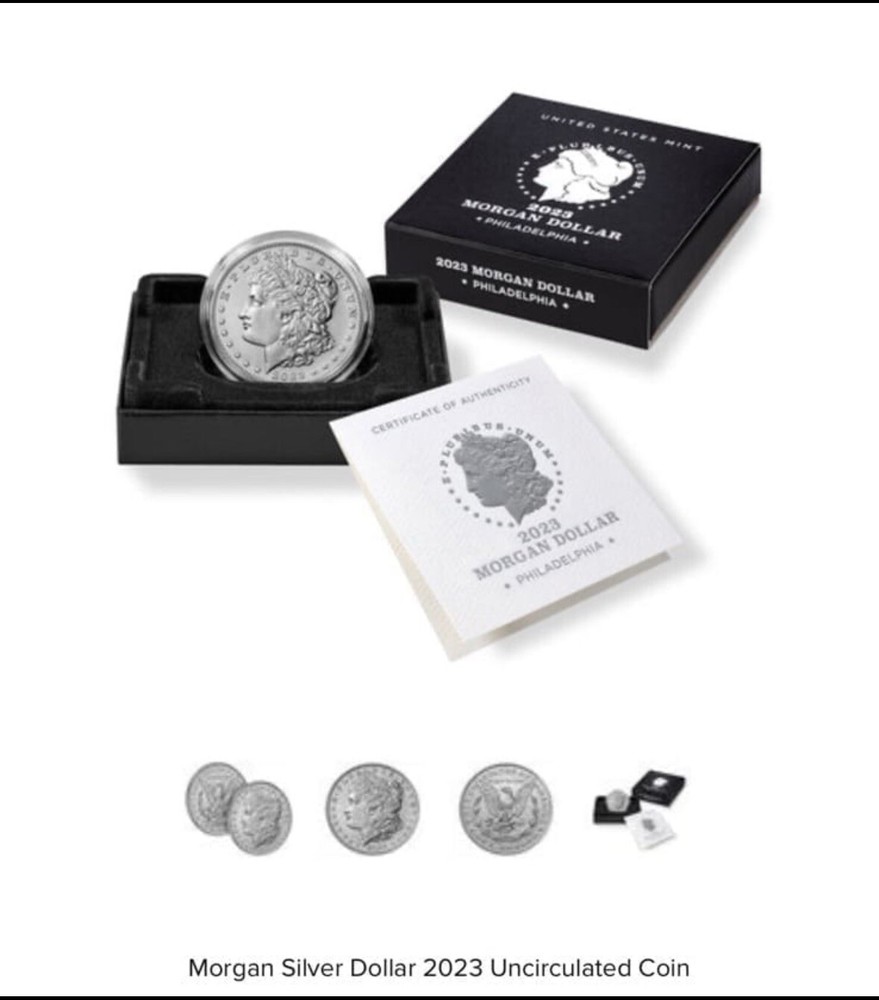 2023 Morgan and Peace Silver Dollar Uncirculated 2 Coin Set - 23XE and 23XH