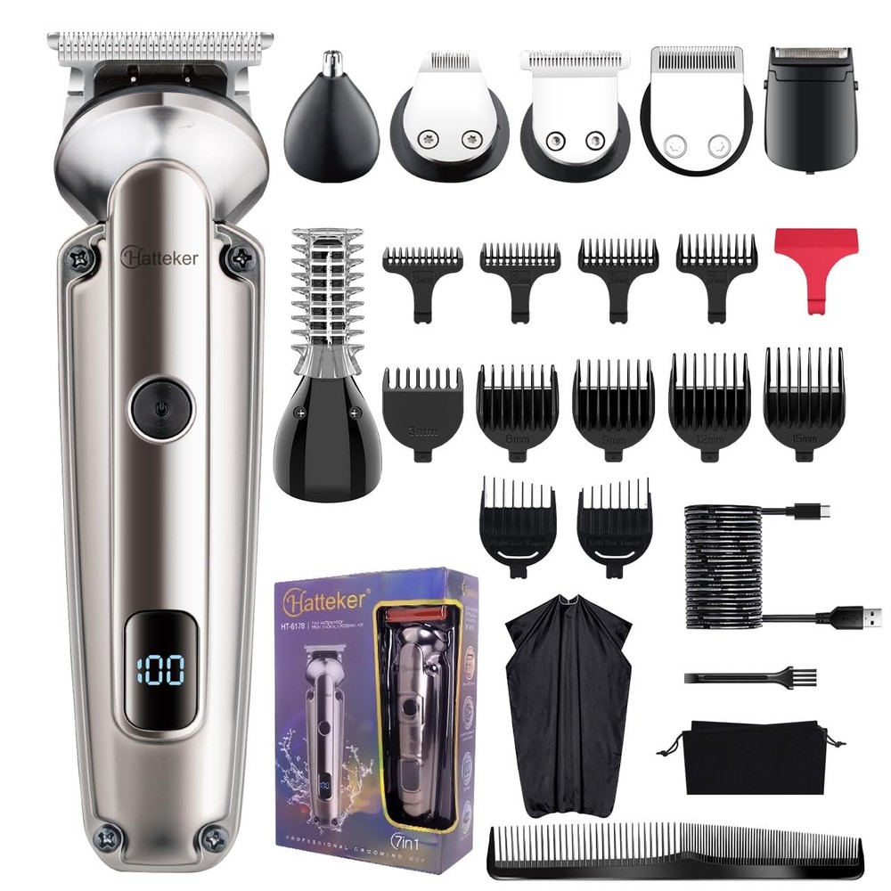 Waterproof Cordless Beard Trimmer for Men with Electric Razor