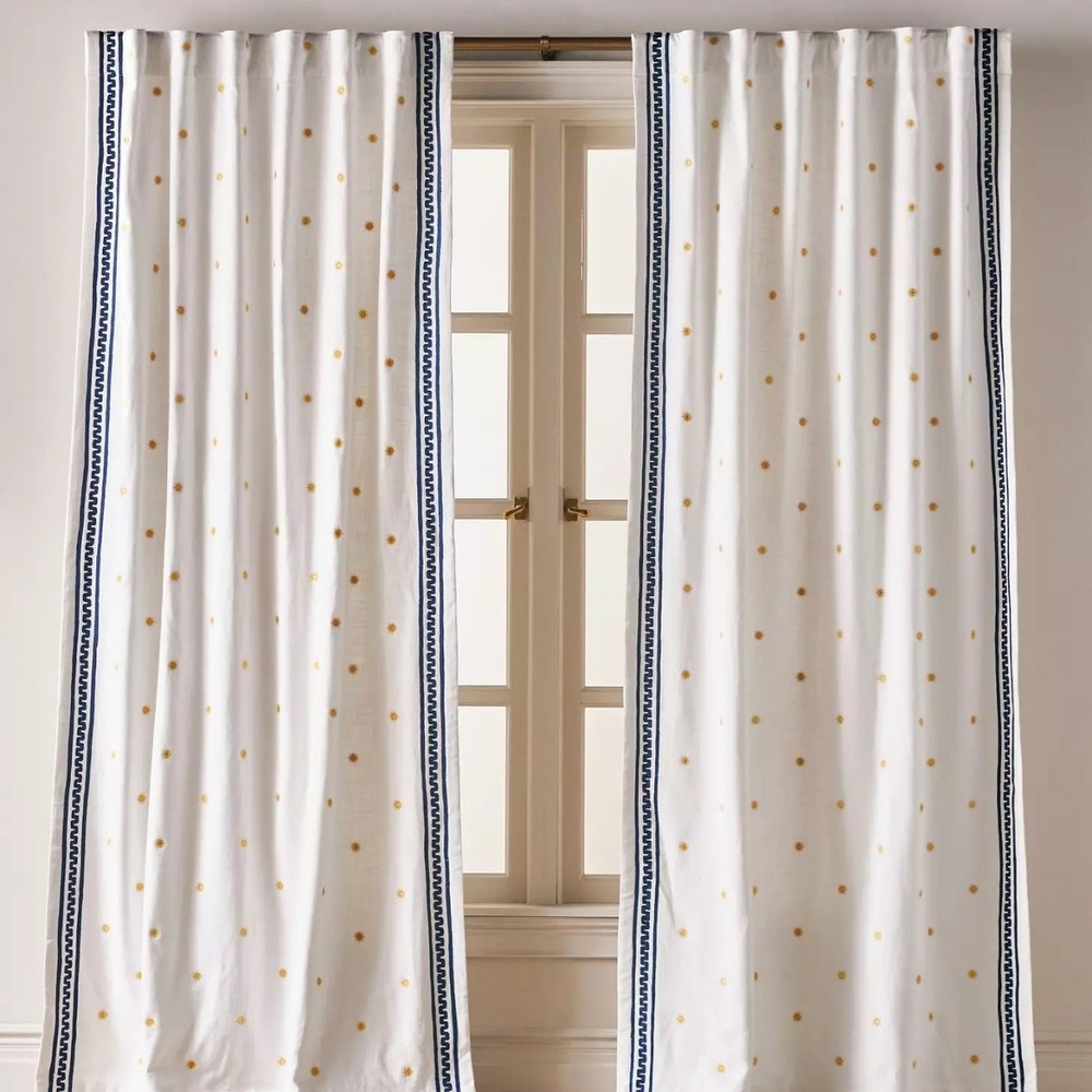 Anthropologie Icon Sun Curtain Panel – Embroidered – 108x50 – NWT