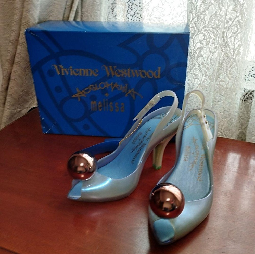 Vivienne Westwood Women 6.5US Shoes Melissa Open Toe Heel Blue Women Designer Sh