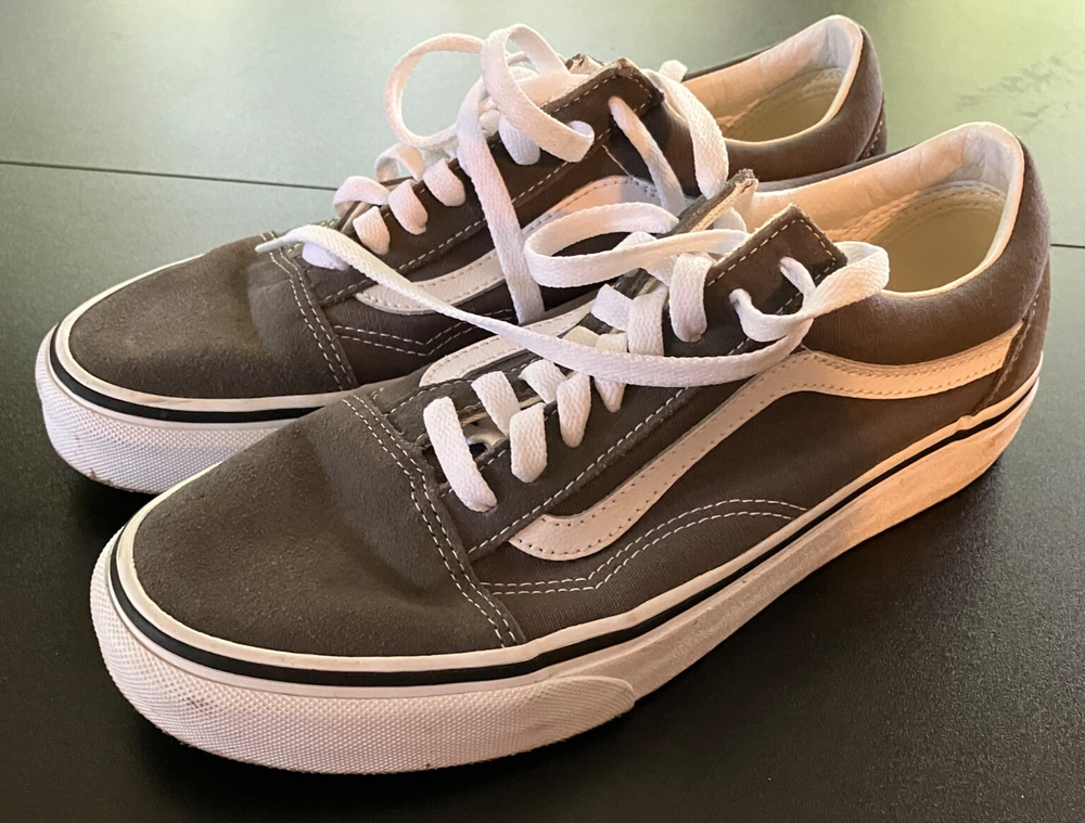 VANS OLD SKOOL Skate Sneakers Shoes GRAY SUEDE & CANVAS w/White MENS-6.5, WMN-8