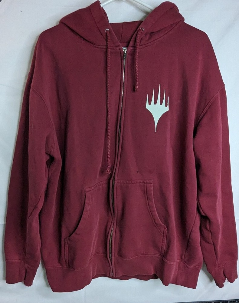 Magic the Gathering Full Zip Hoodie Red L Authentic Apparel Boros Sigil Sweater
