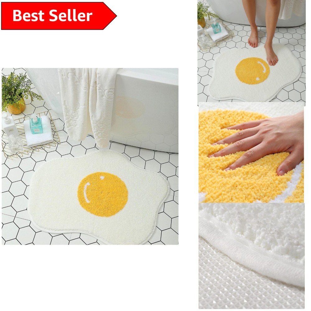 Plush Egg-Shaped Microfiber Bath Rug 29.5x21.6 – Non-Slip Cozy Decor