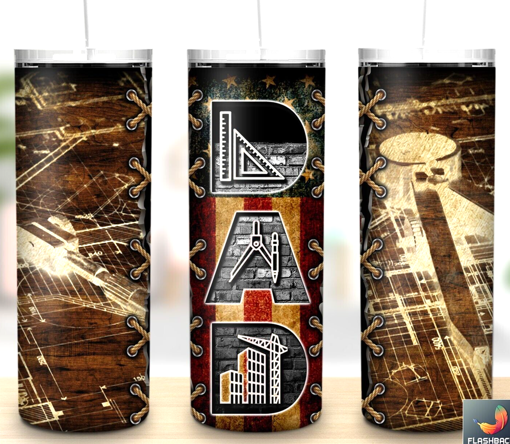 Fathers Day Architect 4 Multicolor 20oz Insulated Tumbler Lid Clear Straw New-image