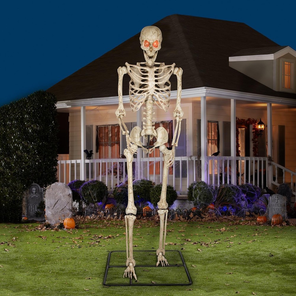 10ft Giant Poseable Halloween Skeleton Decoration in Bone Color