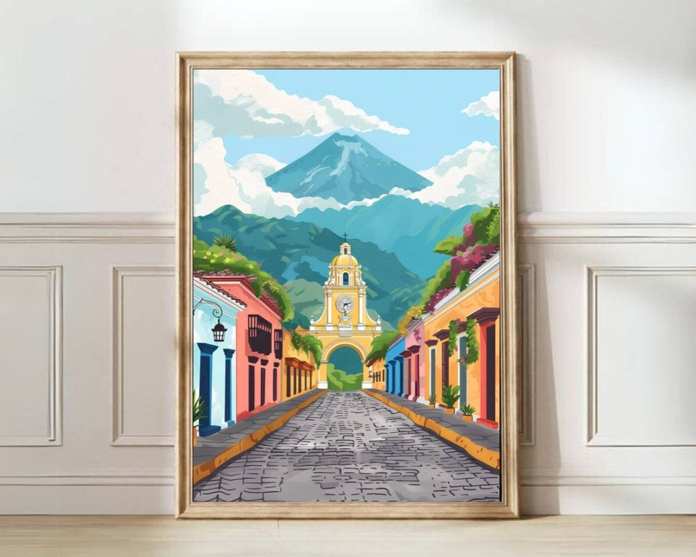 Guatemala Print Guatemala Illustration Guatemala Travel Poster Guatemala