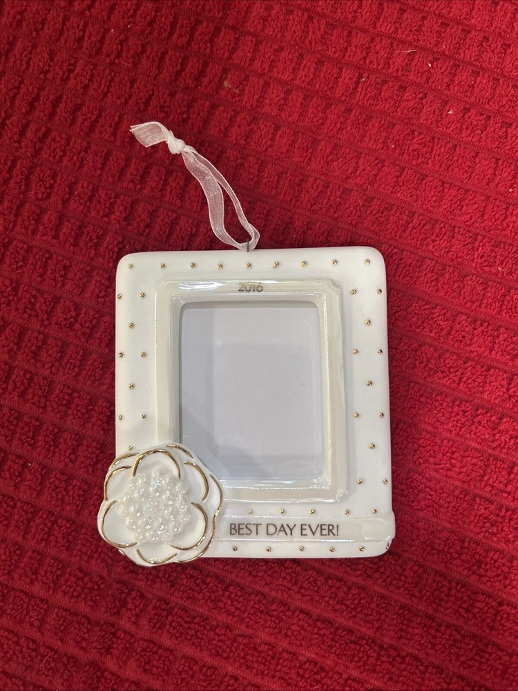 Hallmark 2016 Porcelain Photo Holder/Ornament ~ Wedding Day ~ Best Day Ever!