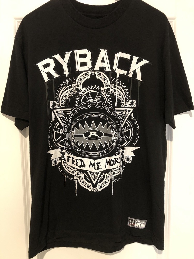 WWE 2011 Men's L Black Ryback Feed Me More Authentic Wrestling Graphic T-Shirt