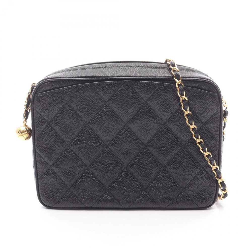 CHANEL Matelasse Chain Shoulder Crossbody Bag leather calfskin Black GHW Used CC