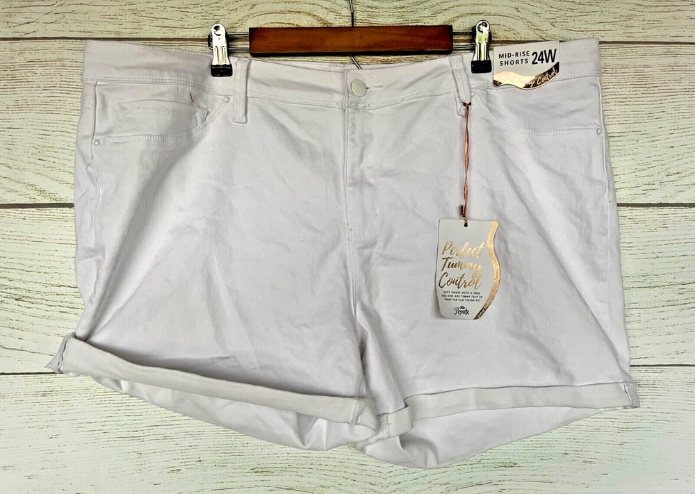 Royalty for Me Shorts Womens Size 24W Tummmy Tucking Stretch Denim Mid Rise New