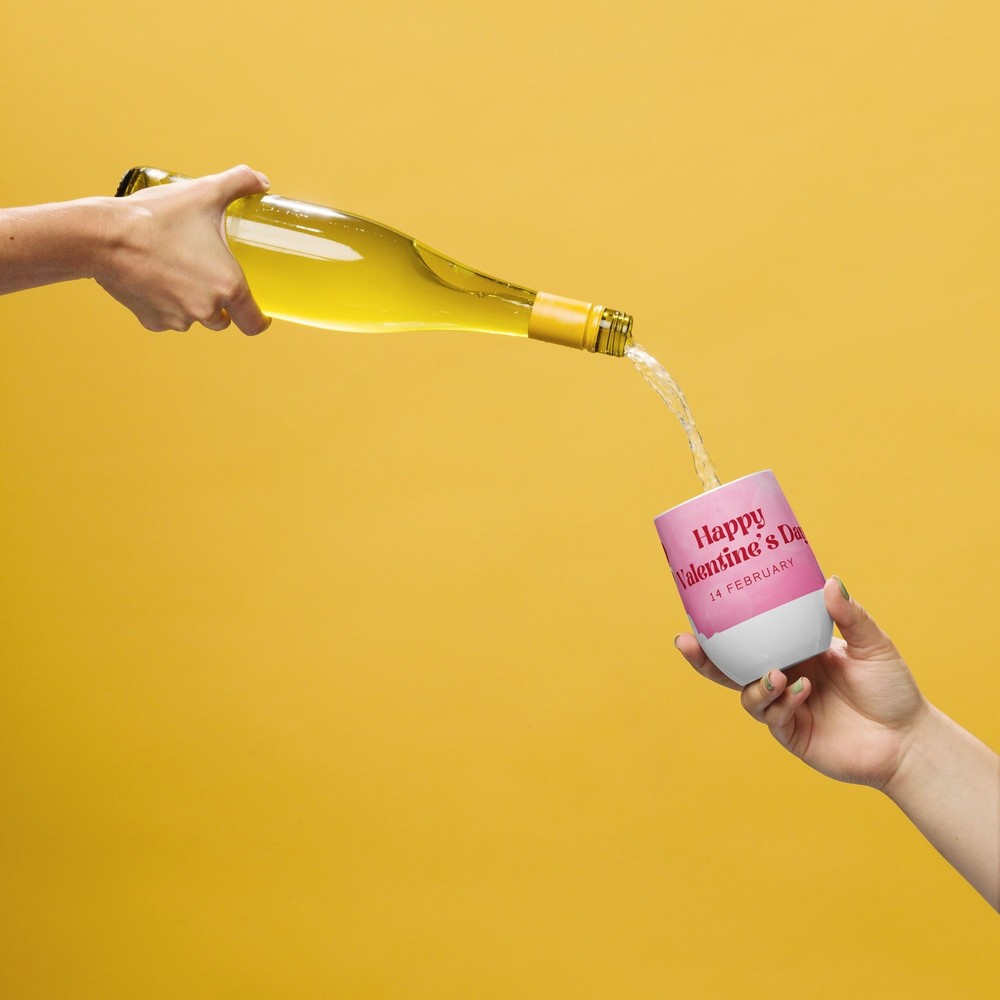 Happy Valentines Day 14 Feb Wine tumbler