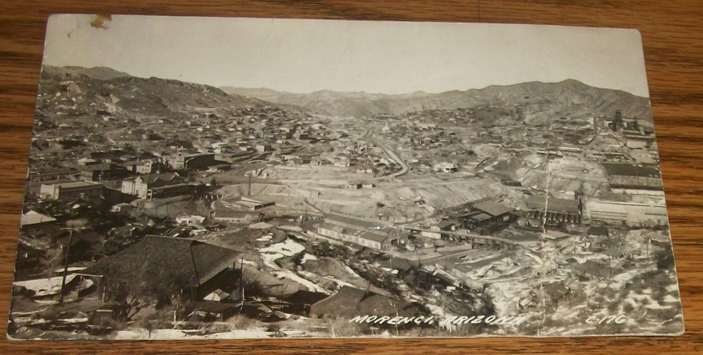 1945 Real Photo Postcard~Aerial View Morenci Arizona RPPC  R8
