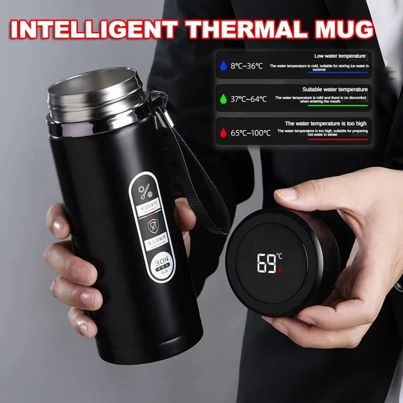 Stainless Steel Thermos Bottle w/ LED Temperature Display Vacuum Flask Portable