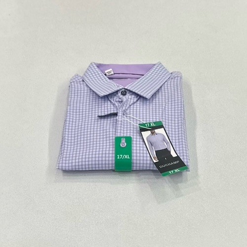 Duchamp London Men's Slim Fit Cotton Stretch Shirt, Purple, Size 17 XL