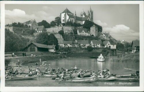 Ansichtskarte Breisach Rheinhafen Boote Personen  (Nr.9661)