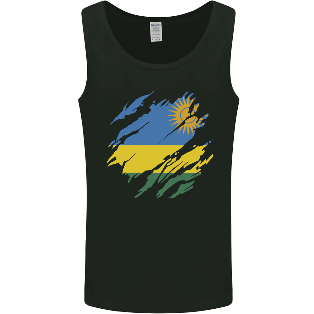 Torn Rwanda Flag Rwandan Day Football Mens Vest Tank Top